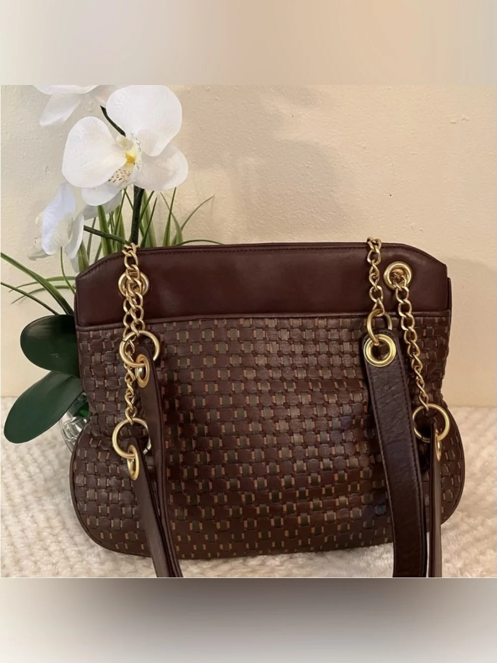 🩷 Vintage Oleg Cassini woven leather purse vintage💚🩷💚